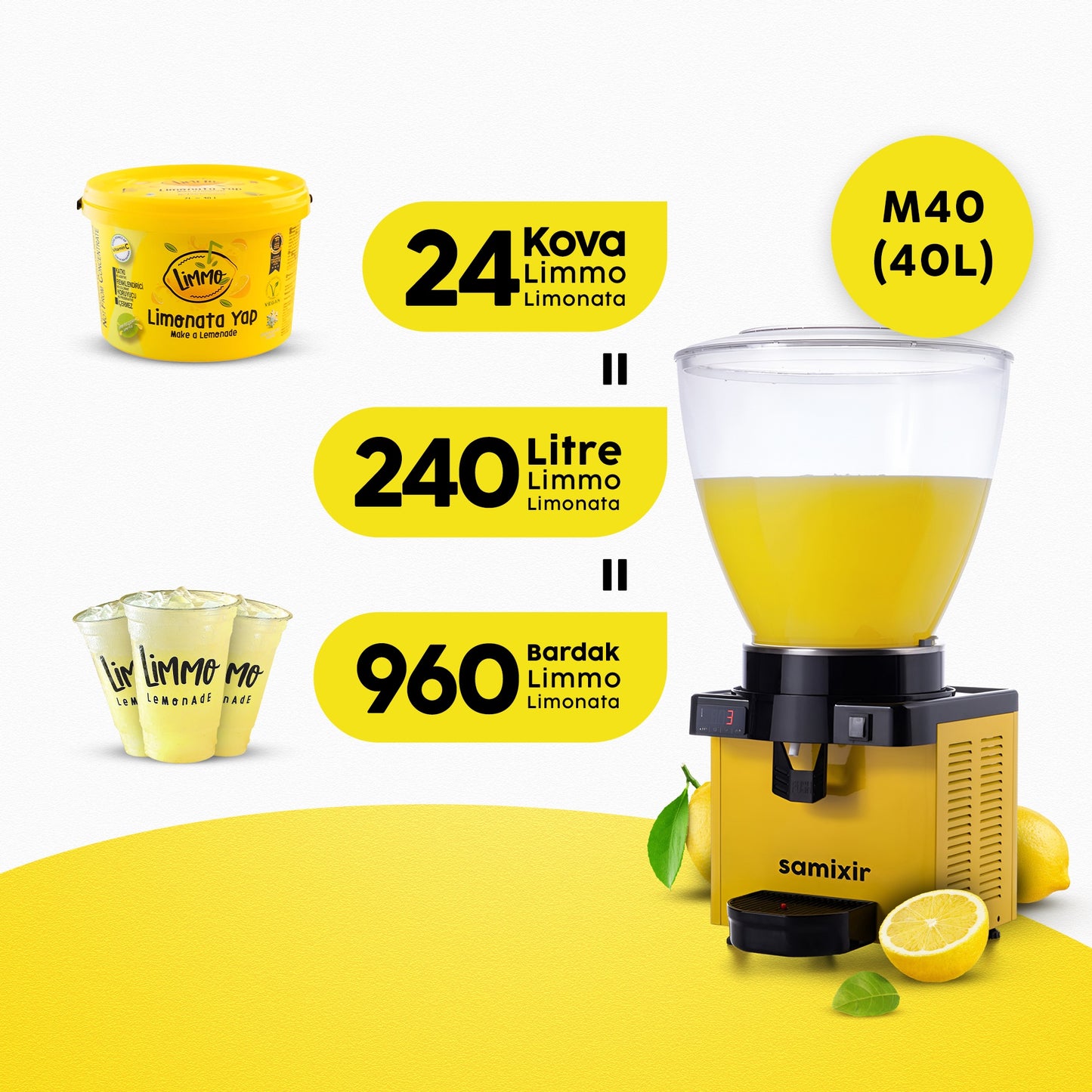 Samixir M40.DY Makine + Limmo Limonata Klasik 2LT x 24 (Adet)
