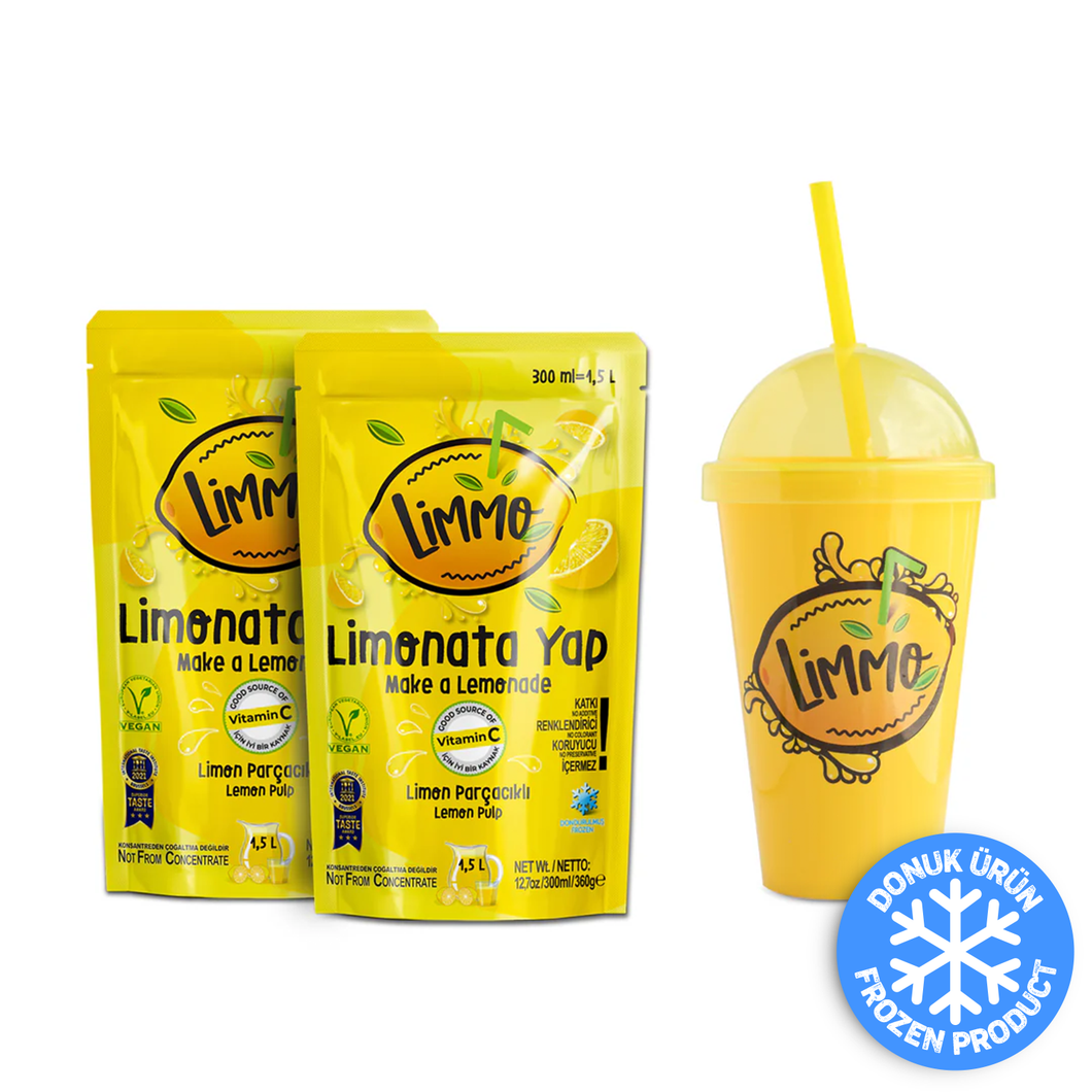 Limmo Limonata Klasik 300 ML x 2 (Adet) + Pipetli Bardak Matara