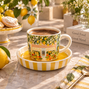 Limon Desenli Seramik Fincan ve Tabak Seti
