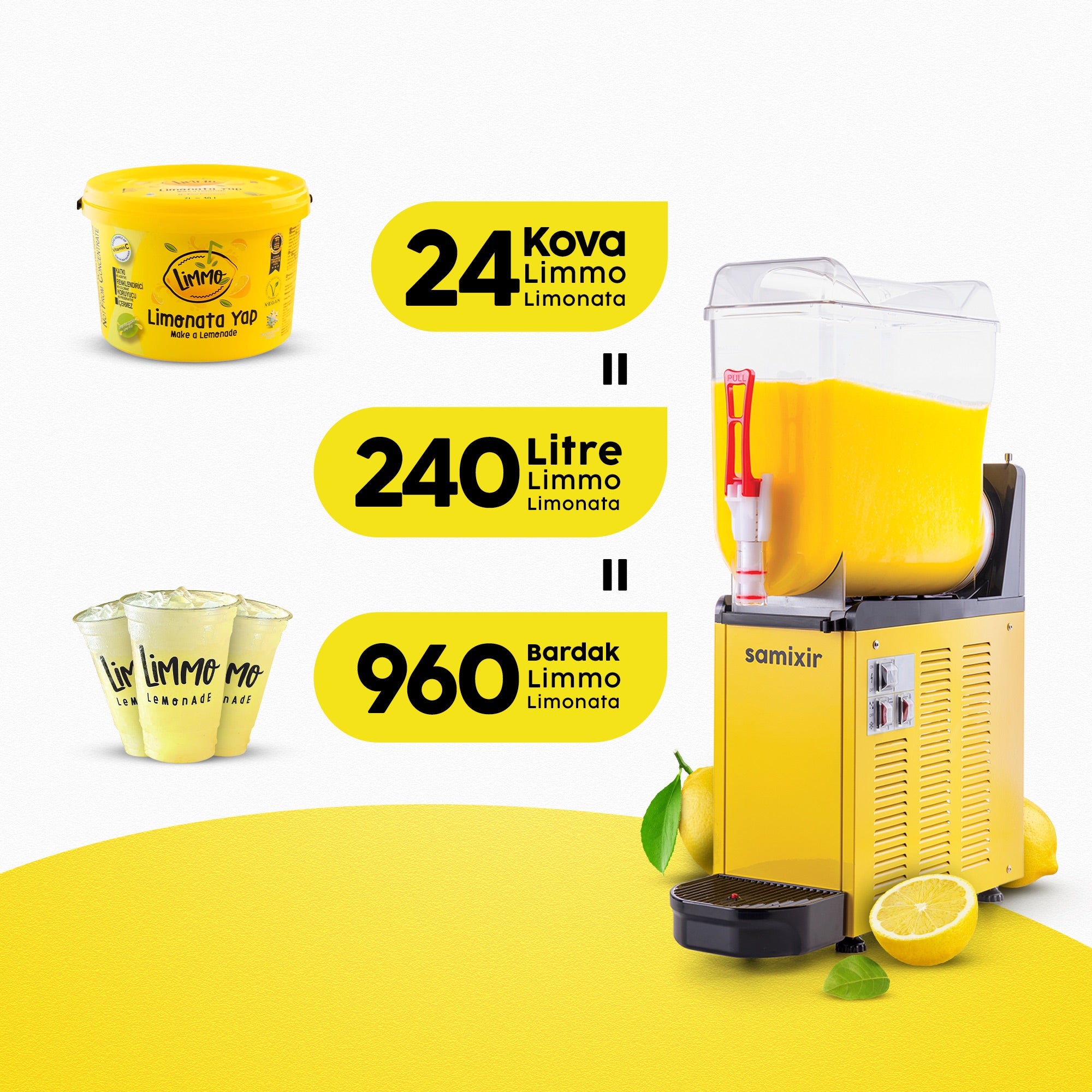 Samixir Slush12.Y Makine +Limmo Limonata Klasik 2 LT x 24 (Adet)