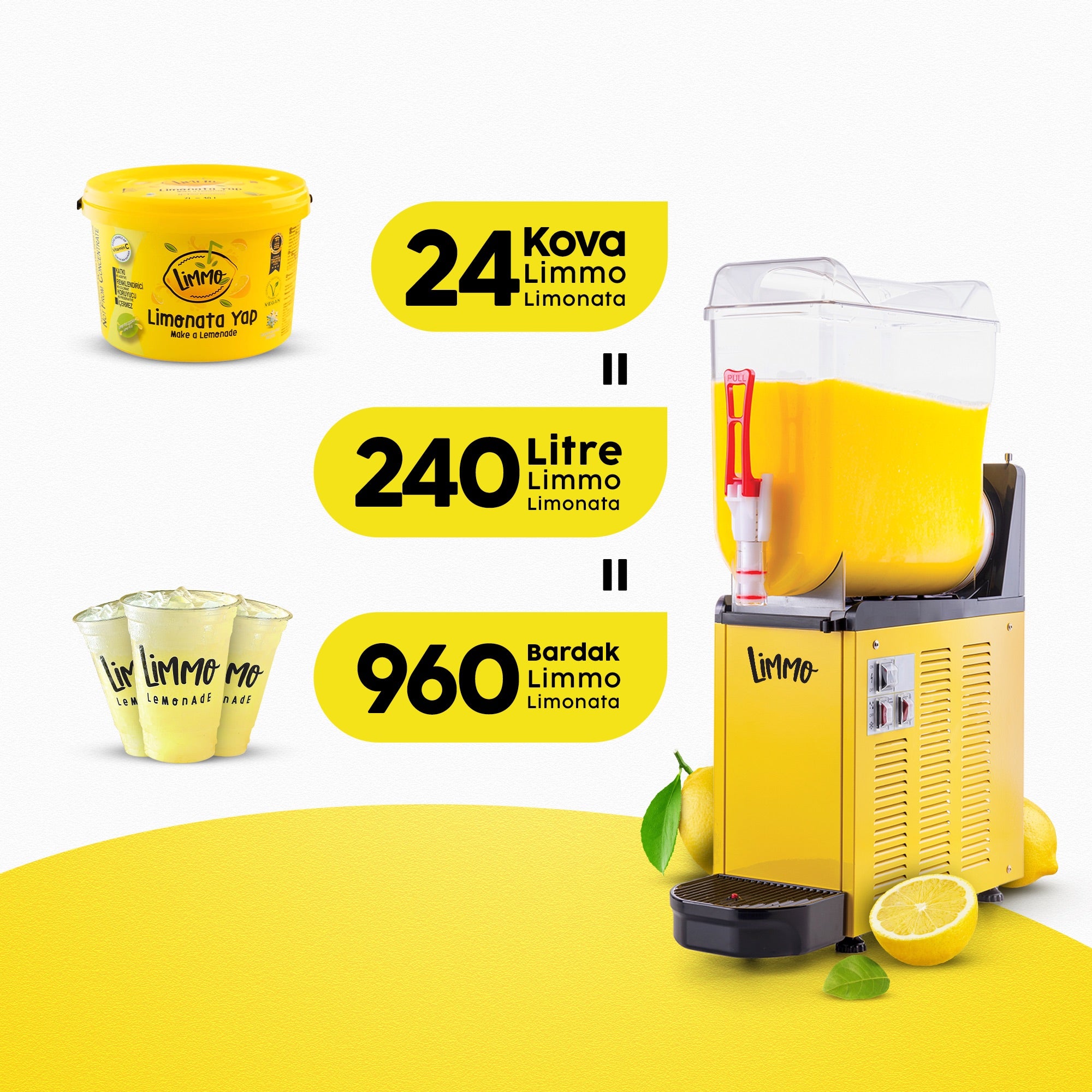 Limonata Şerbetlik Slush12.Y Makine +Limmo Limonata Klasik 2 LT x 24 (Adet)