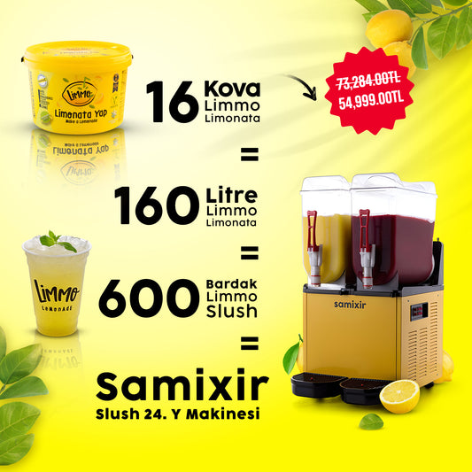 Samixir Slush 24.Y Makine + Limmo Limonata Klasik 2 LT x 16 (Adet)