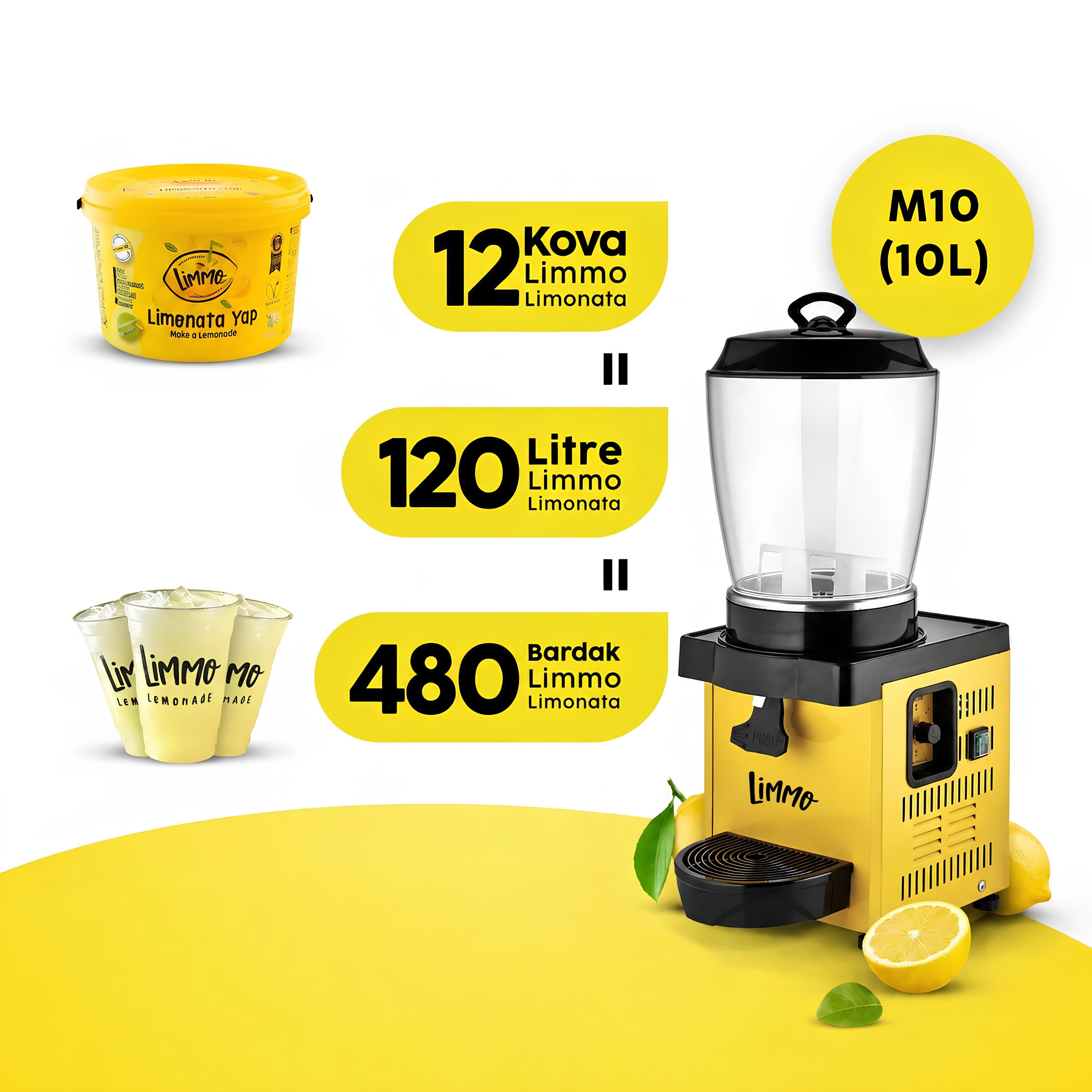 Limonadengetränkespender M10 Maschine + Limmo klassische Limonade 2 LT x 12 (Stück)