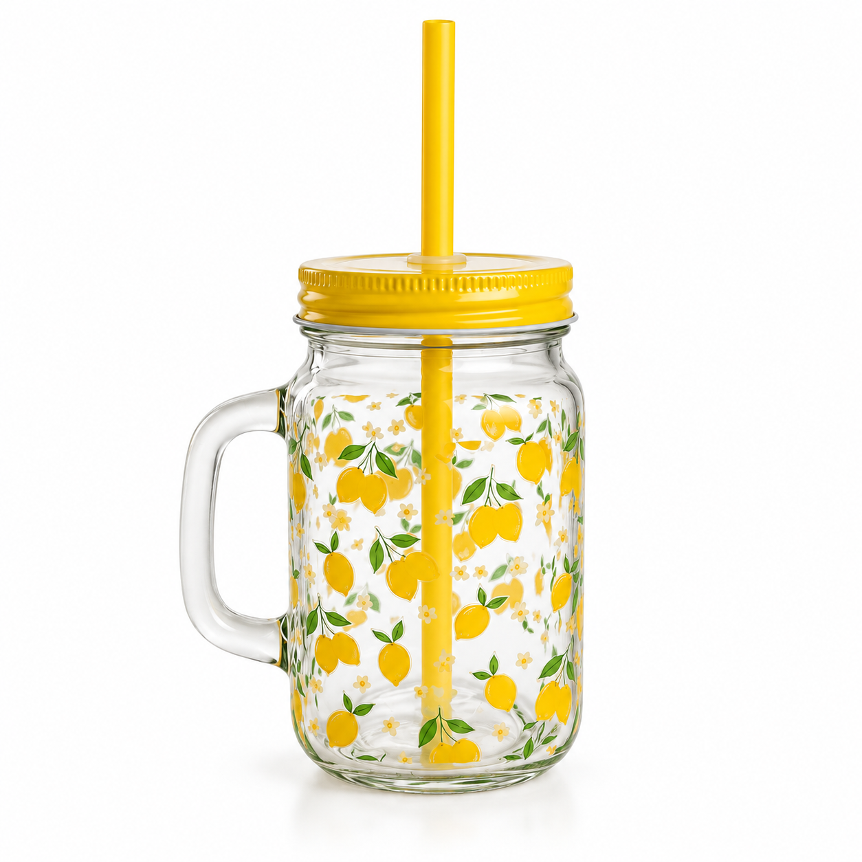 Limmo Limon Desenli 500 ml Cam Kavanoz Bardak