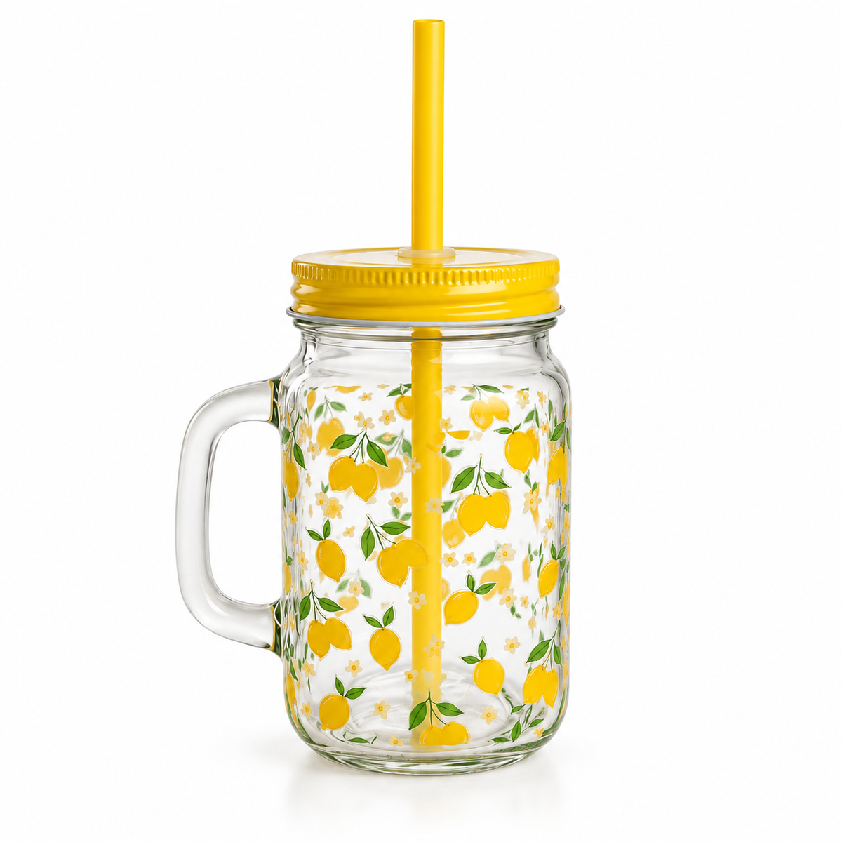 Limmo Limon Desenli 500 ml Cam Kavanoz Bardak