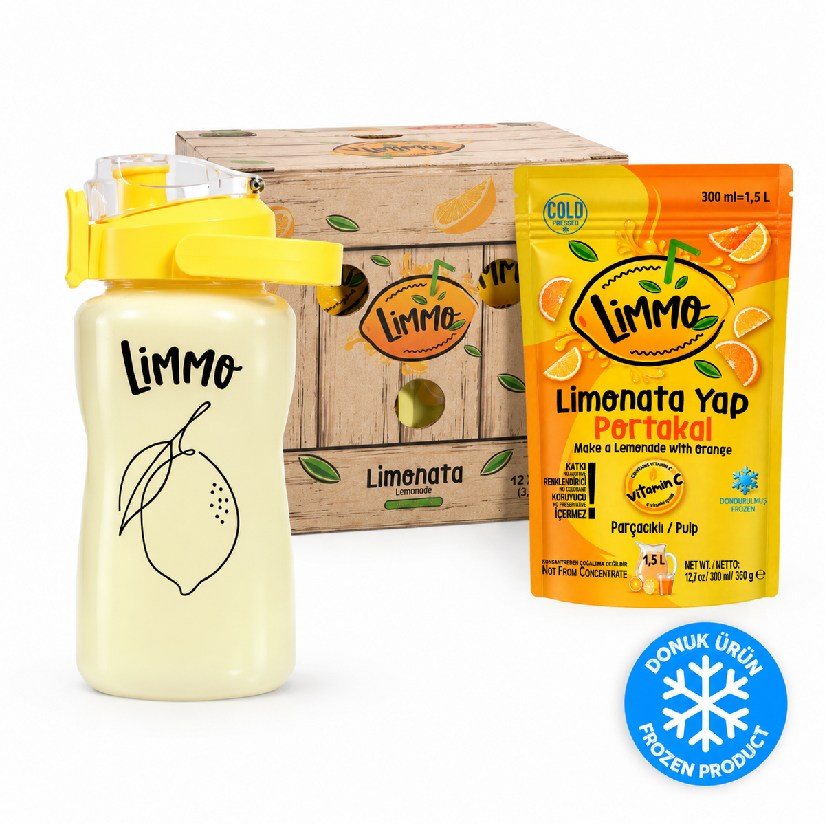 Limmo Limonata Portakallı 300 ML x 12 (Adet) + Limmo Shaker Hediyeli