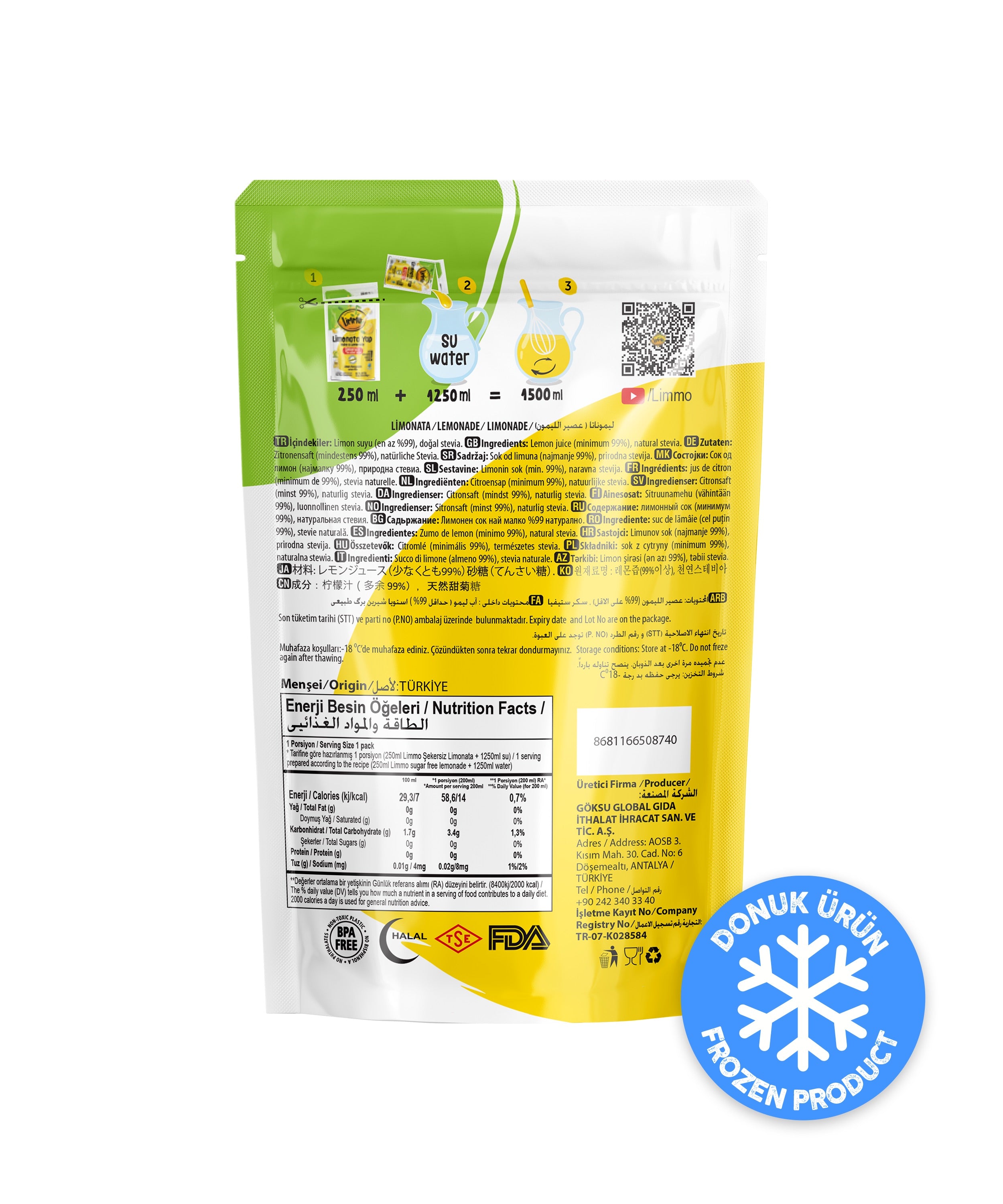 Limmo Şekersiz Limonata 250 ML