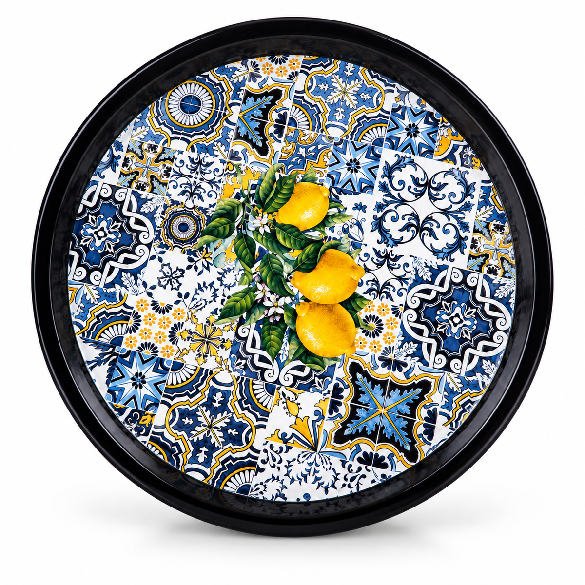 Lemon Pattern Round Serving Tray